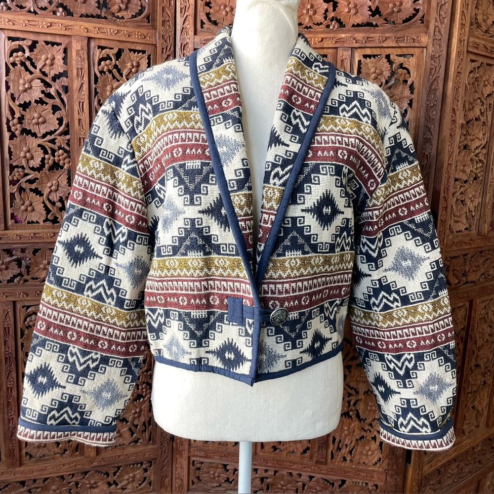 FLASHBACKS Vintage Southwestern Tapestry Jaquard Festival Patterned Jacket